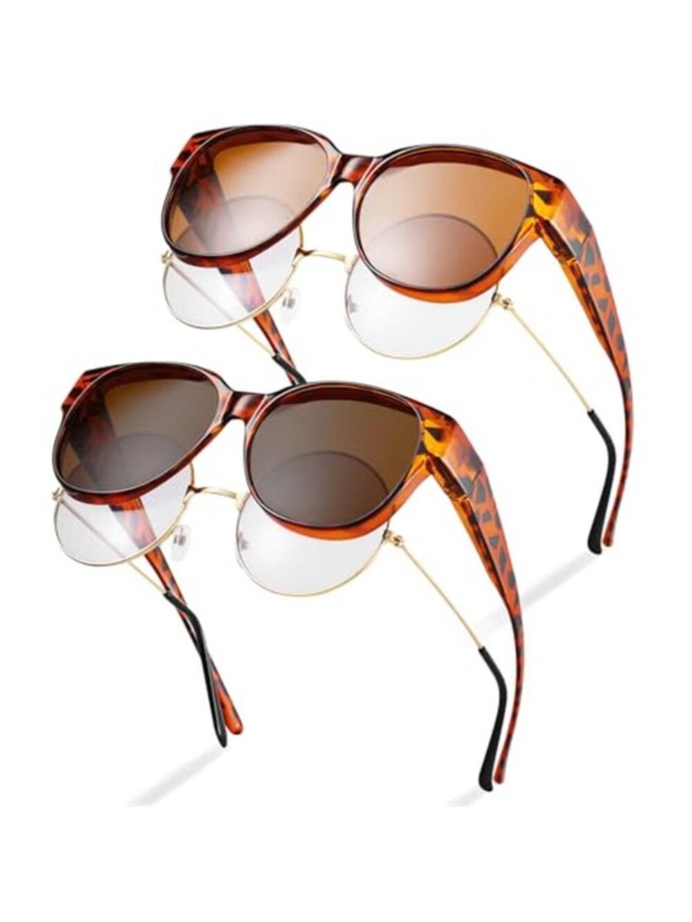 2 Pcs Fit Over Sunglasses Retro Oversized Sunglasses for Women Men